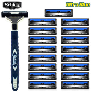 1 Razor 17 Blades/Set Original Schick Ultra Blue Razor Blades Kit Man Beard Hair Shaver Vitamin E Easy To Clean Free Shipping