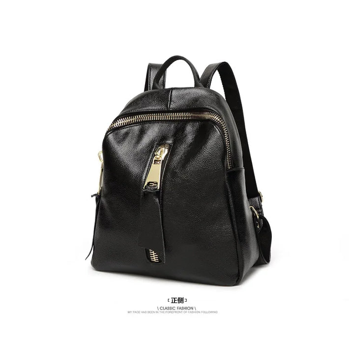 Women's Genuine Cowhide Leather Backpack School Bag with zipper pocket  2016 new design, Genuine Leather Shoulder Lady bag,