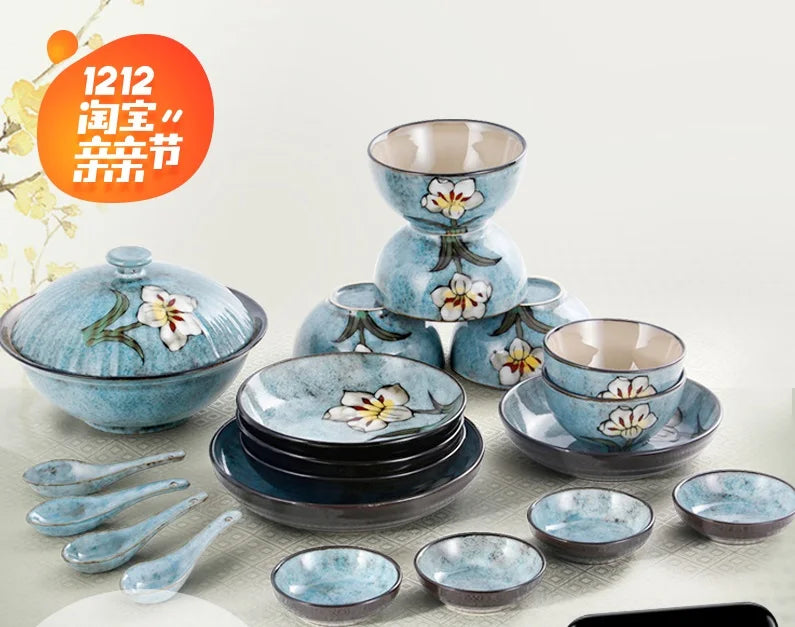 guci  20 Korean tableware set dishes Chinese ceramic bowls  underglaze color home