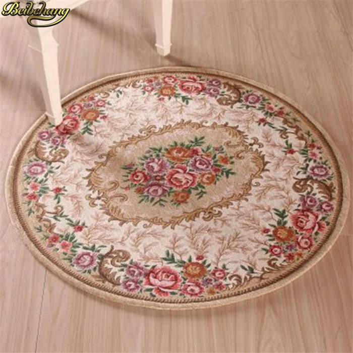 beibehang European Jacquard Carpet Coffee Table Mats Door Round Anti-slip Mats Living Room Dornier Carpet Home Decoration