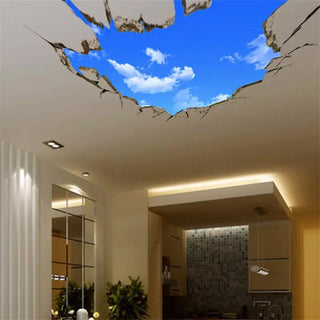 3D Blue Sky White Clouds Wall Sticker For Kids Baby Room Ceiling Roof Art Mural Home Decor Self-adhesive Floor Wall Decor Poster