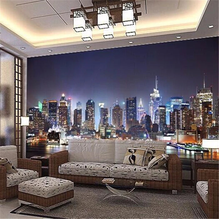 custom papel de parede Manhattan Home Furnishing decora New York City large mural wallpaper 3D night background scenery TV sofa