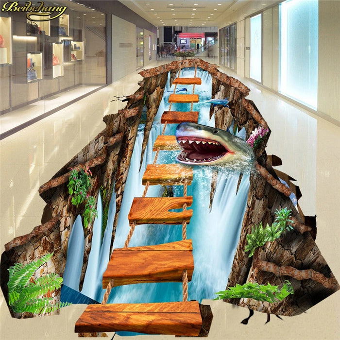 beibehang Custom Photo Floor Painting Wallpaper Placement 3D Large Adventure Outdoor 10m Float Ladder Flooring