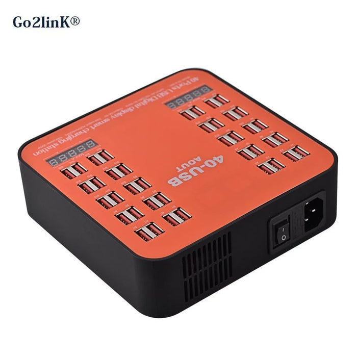 Go2linK USB Charger Station 40 Ports 200W/40A Smart LCD Digital Display Stable Charging Station Effectively Prevent Overcharging