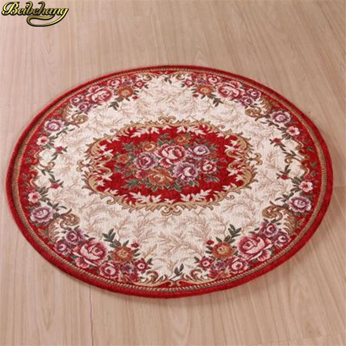 beibehang European Jacquard Carpet Coffee Table Mats Door Round Anti-slip Mats Living Room Dornier Carpet Home Decoration