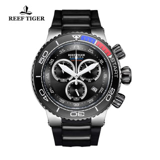 Reef Tiger/RT Luxury Sport Watches for Men Rubber Strap Steel Military Watches Waterproof Quartz Watches RGA3168