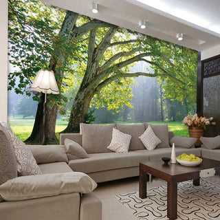 Custom 3D Photo Wallpaper 3D Stereoscopic Green Trees Forest Scenery Papel Tapiz Living Room Sofa TV Background Wall Decor Mural