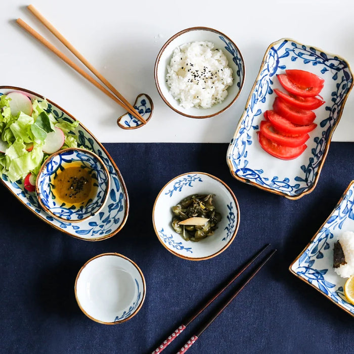 6 people user ceramic dinnerware set Japan style under glazed handpainted cutlery 6 bowls 8inch plate *2 10pairs chopsticks gift