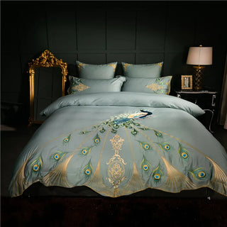 800TC Egyptian cotton Chic Embroidery Luxury Peacock Bedding set Cal King Oversize 240X260cm  duvet cover bedsheet pillow shams