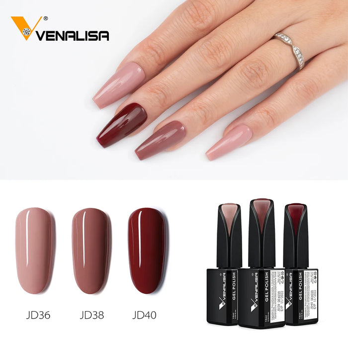 3pcs/kit Venalisa 15ml Nail Gel Polish Square Bottle Nail Salon Professional Nail Manicure Great Cover Gorgeous Glitter Color