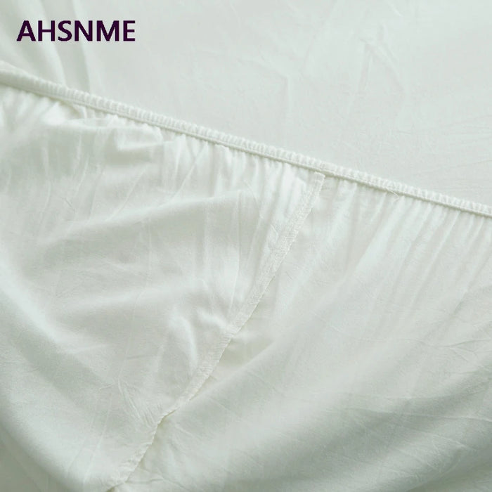 AHSNME White 100% Cotton sheets Super Soft parure de lit Cool Summer Simple Water Fitted Sheet 100/120/135/150/200/180/200cm