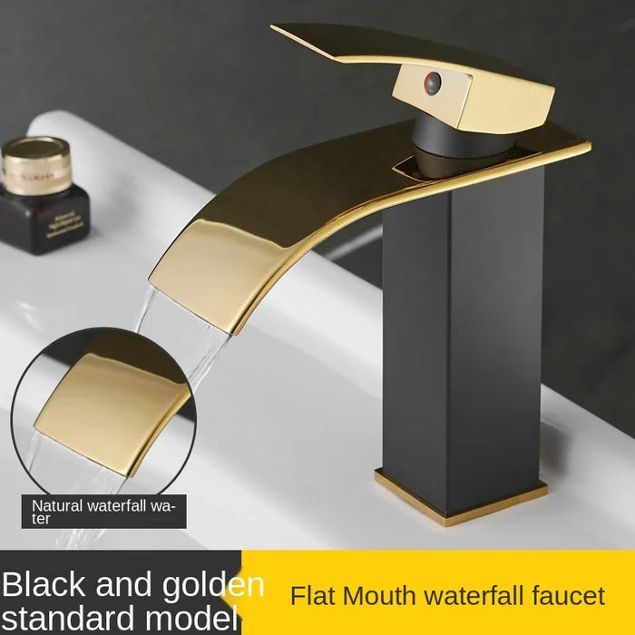 TT Copper Table Wash Wash Basin Basin Hot and Cold Faucet Bathroom Cabinet Bathroom Black Waterfall