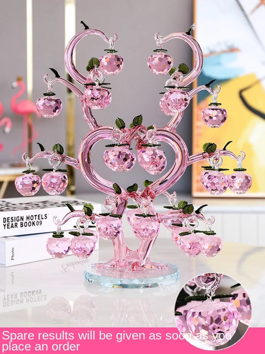 TT Pink Crystal Apple Tree Decoration Moving Gift Moving into the New House Light Luxury High-End Modern Decorations