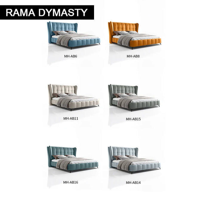 RAMA DYMASTY genuine leather soft bed modern design bed bett, cama fashion king/queen size bedroom furniture