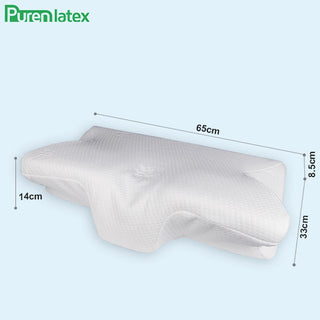 Purenlatex 14cm Contour Memory Foam Cervical Pillow Orthopedic Neck Pain Pillow for Side Back Stomach Sleeper Remedial Pillows