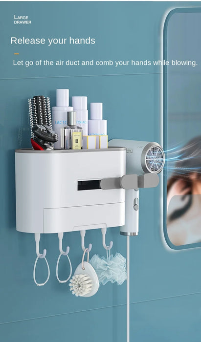 zq  Hair Dryer Rack Punch-Free Bathroom Toilet Storage Rack Wall-Mounted Tube Rack