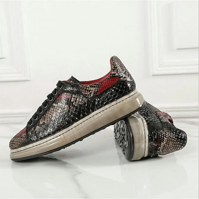 NEW real snakeskin casual shoes luxury mens sport sneakers python leisure flats Fluorescent sole moccasin 44