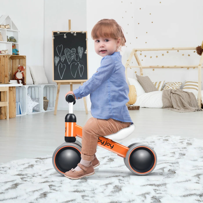 Baby No-Pedal Balance Bike Toddler Learn Ride-On Toy Walker 4 Wheels Orange