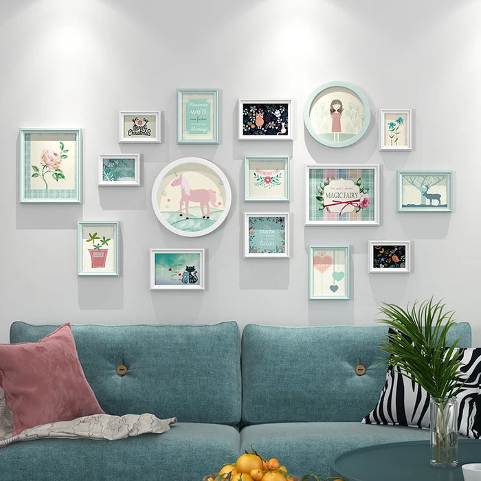 TT Small Photo Frame Printing Wall-Mounted Custom Photo Frame Decorative Creative Album Wall Punch-Free Frame Combination