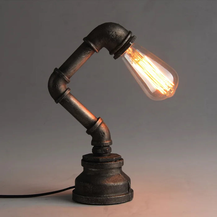 Industrial Wind Water Pipe Table Light Loft Lamp E27 Edison Desk Light For Bedroom Bedside Study Light