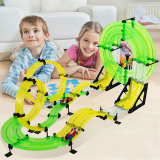 28.5ft 3D Kids Toy RC Rail Track Set Play Room Car Race Track Speed Booster