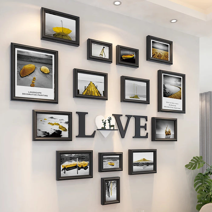 TTPhoto Frame Creative Wall Hanging Personalized Picture Frame Punch-Free Living Room and Dining Room Walls Decoration Combo Box