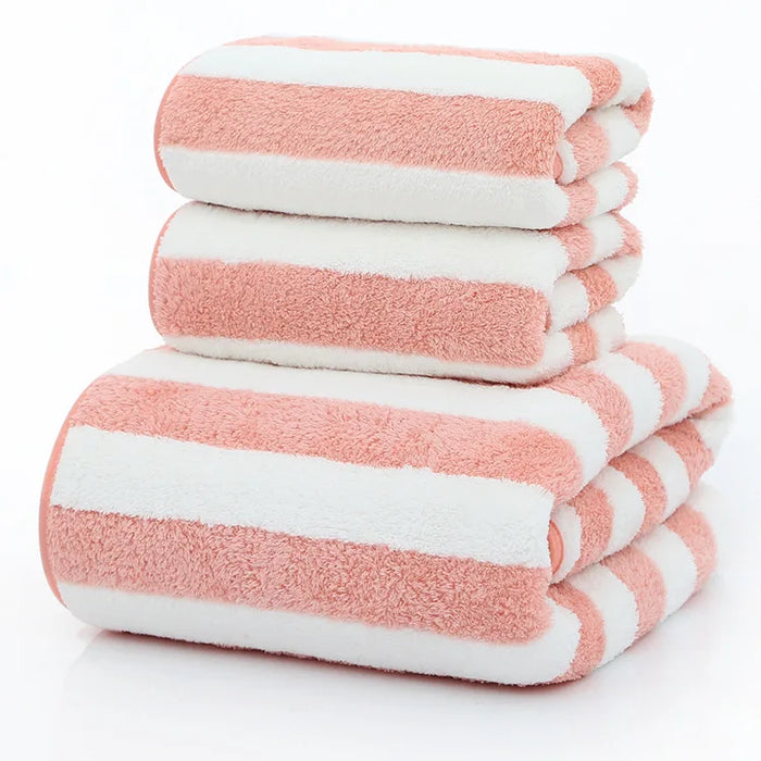 Drop Shipping microfiber stripe Towel Hotel Supplies for  Bath Shower Towel Face Towel Bath Spa Towel 3pcs/set