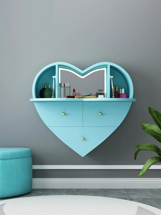 TT Multi-Functional Dresser Small Bedroom Wall-Mounted Dresser Girly Heart Makeup Table