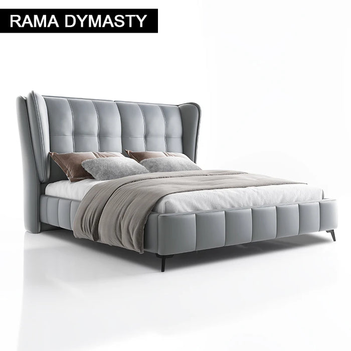 RAMA DYMASTY genuine leather soft bed modern design bed bett, cama fashion king/queen size bedroom furniture