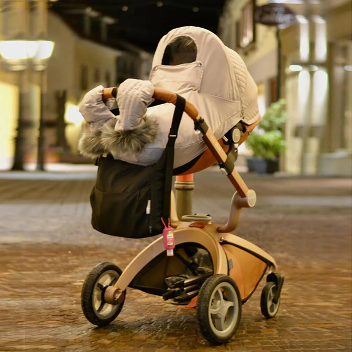 Hot Mom F22 Stroller Accessories Winter Outkit with Footmuff & Fur Gloves and Thickened Canopy