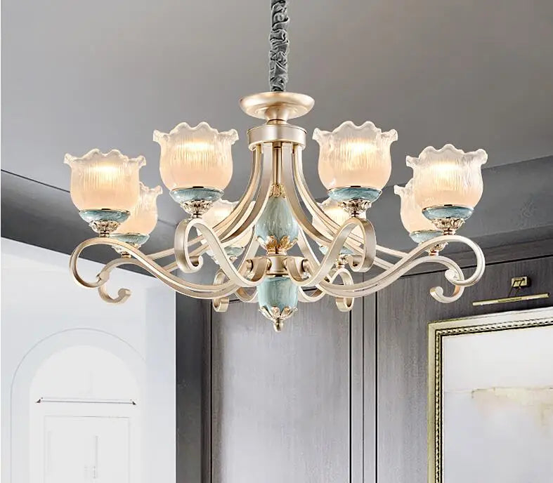 American style living room chandelier light luxury dining room bedroom lamp iron art lamps
