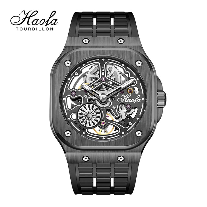 Haofa Skeleton Automatic Movement Watches Men Luminous Sapphire Self-wind Mechanical Watch Waterproof 80H Power Reserve 1960