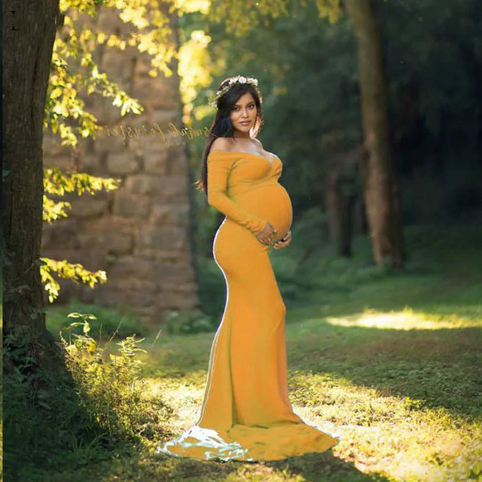 Long Sleeve Maxi Maternity Dress for Photography Props Elegant Pregnancy Clothes Pregnancy Dress Pregnant Photo Shoot Clothing