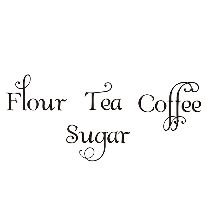 Set of 4 Jar Canister Labels Vinyl Stickers Decal - Flour Tea Sugar Coffee Kitchen Swash