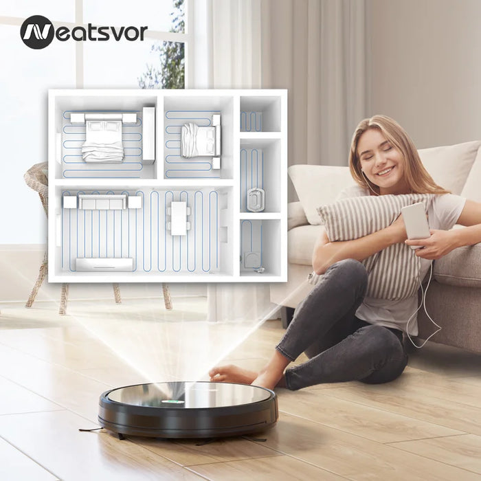 NEATSVOR X500 Robot Vacuum Cleaner 3000PA Powerful Suction 3-in-1 Pet Hair Household Dry and Wet Mopping Automatic Charging