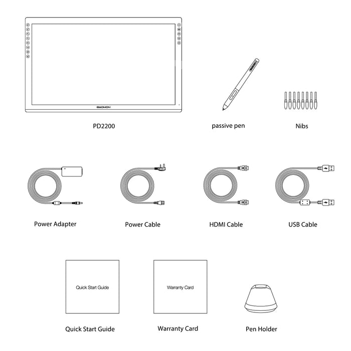 GAOMON PD2200 21.5 Inch Graphic Tablet Display with Full HD 92% NTSC Gamut Screen 8192 levels Battery-free Pen&Tilt Function