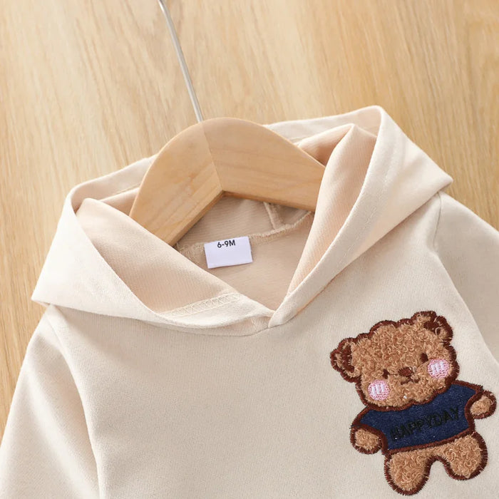 PatPat Sweatshirts 2pcs Baby Boy Cothes Cartoon 95% Cotton Bear Pattern Long-sleeve Hoodie and Trousers Set