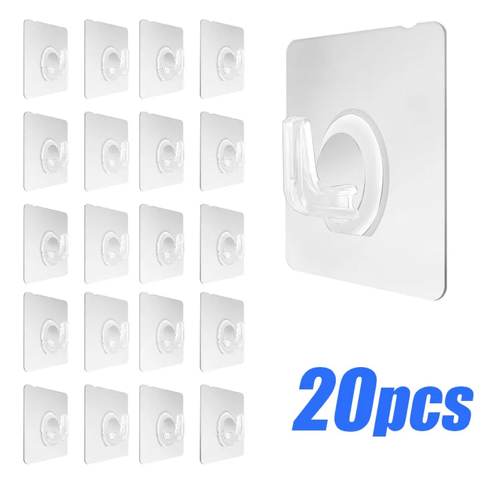 10/20pcs Self Adhesive Door Wall Hangers Hooks 5x5cm Transparent Seamless Sucker Suction Cup Hanger for Kitchen Bathroom Hooks