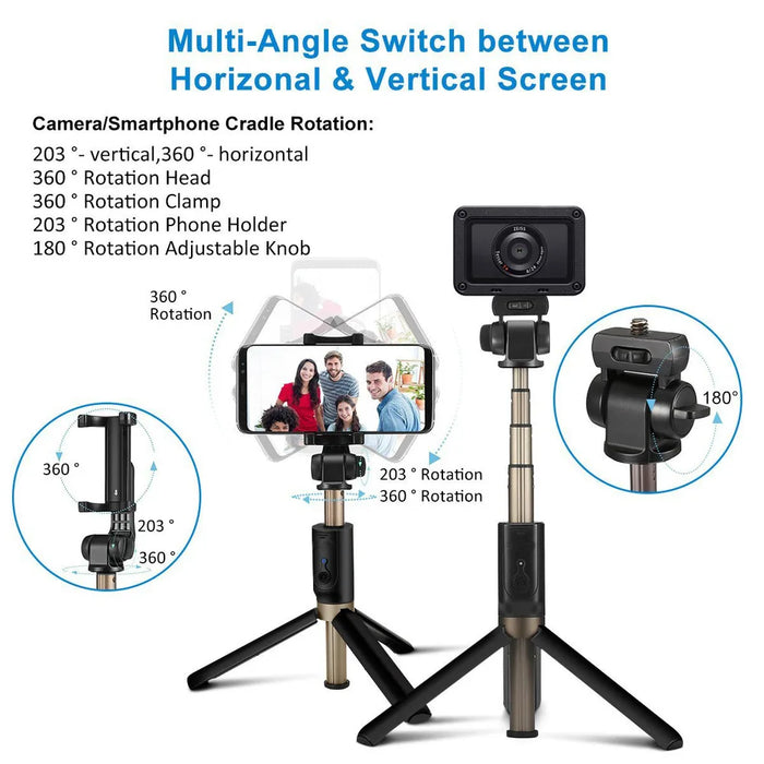 Selfie Stick Bluetooth, Extendable   with Wireless Remote and Tripod Stand