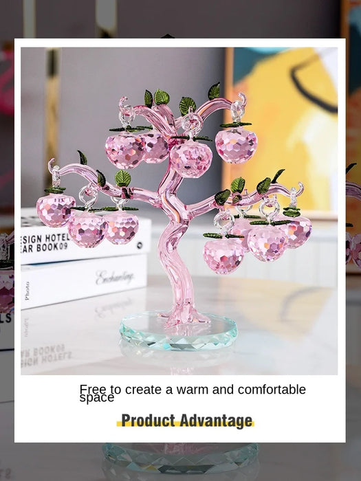 TT Pink Crystal Apple Tree Decoration Moving Gift Moving into the New House Light Luxury High-End Modern Decorations