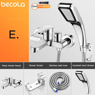 Becola New Modern Chrome Brass Bath Room Wall Mounted Bathroom Faucet With Handheld Hand Shower Bathtub Mixer Set Shower Faucet