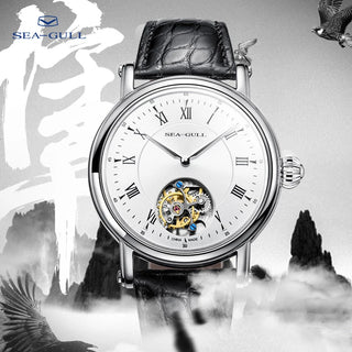 Seagull Automatic Tourbillon Mechanical Watch Luxury Brand Men's Business Alligator Leather Watch Hollow Tourbillon Watch 6018