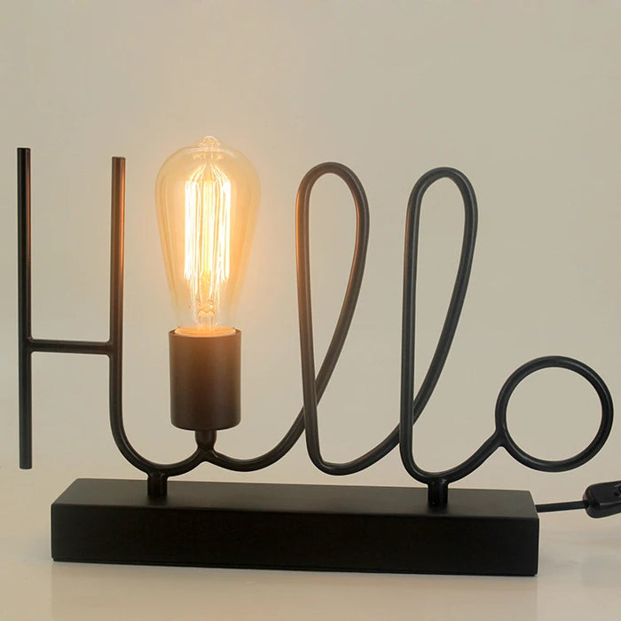 CX Retro Black Hello Decorative Table Lamp