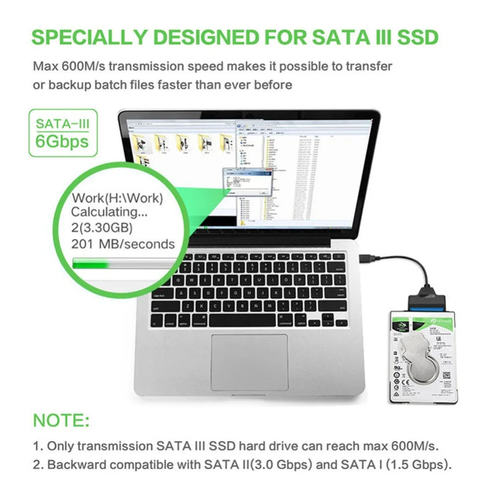 SATA to USB Cable USB 3.0 /Type-C to SATA III Hard Driver Adapter for 2.5" HDD/SSD SATA III Hard Disk Drive USB SATA Converter