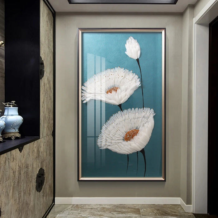 CX Entrance Decoration Mural Bedroom Light Luxury and Simplicity Modern Three-Dimensional Handmade Feather Decorative Painting