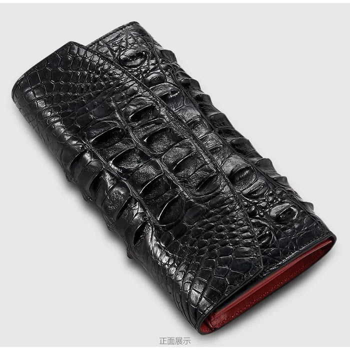 High End Quality 100% Genuine crocodile skin women wallets and purse bank credit card holder black color