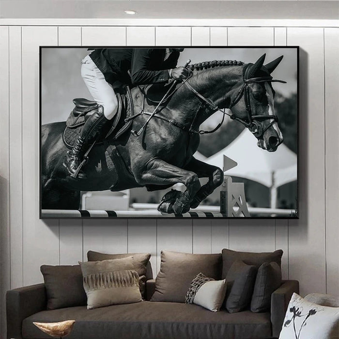 Horse Racing Canvas Art Black White Animals Wall Art Poster Pictures Cuadros Canvas Print Paintings for Living Room Home Decor