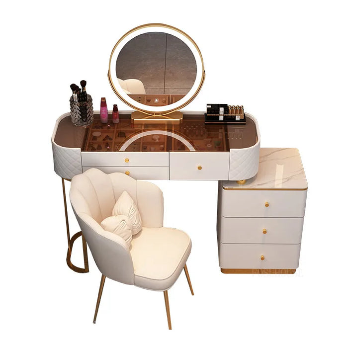 Nordic Makeup Vanity Table with Mirror Dressing Table Dressers for Bedroom Dresser Light Luxury Vanity Desk Bedroom Furniture