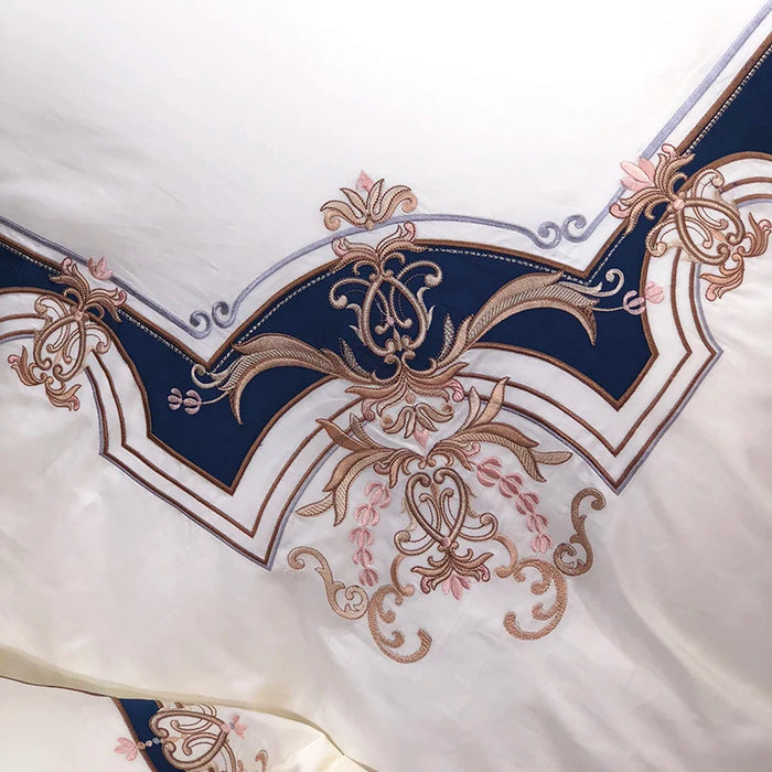 Luxury Europe Palace Embroidery White Egyptian Cotton High Quality Bedding Set Double Duvet Cover Bed Sheet Linen Pillowcases