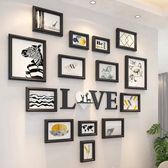 TTPhoto Frame Creative Wall Hanging Personalized Picture Frame Punch-Free Living Room and Dining Room Walls Decoration Combo Box